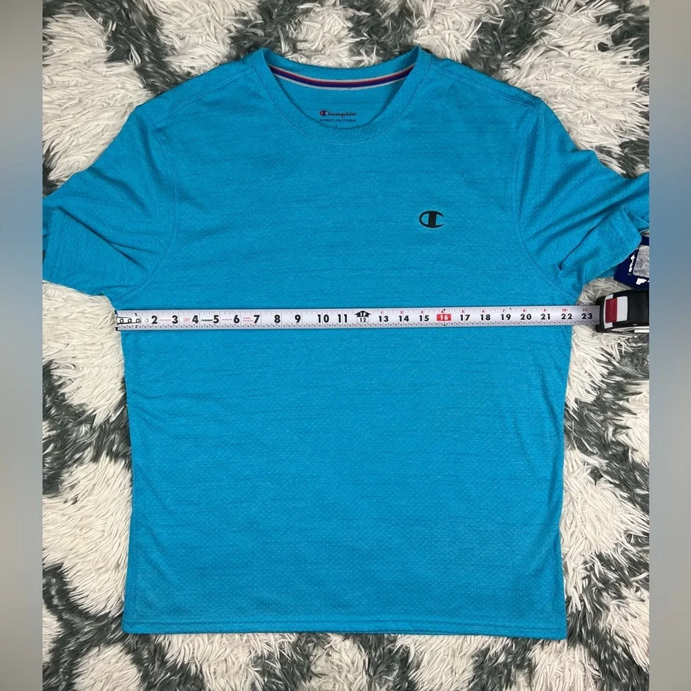 NWT Champion Men's Authenic Activewear T-Shirt Size Large Short Sleeve Blue - Picture 8 of 12